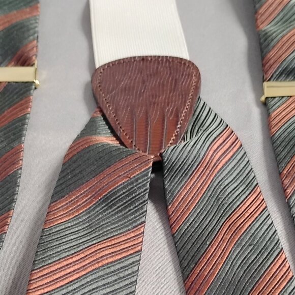 ❤️ TRAFALGAR Copper and Green Reptile Trim Silk Braces Suspenders - Picture 10 of 12